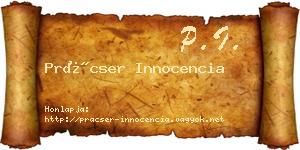 Prácser Innocencia névjegykártya