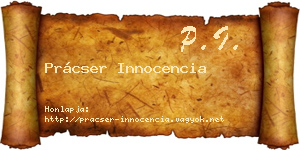 Prácser Innocencia névjegykártya
